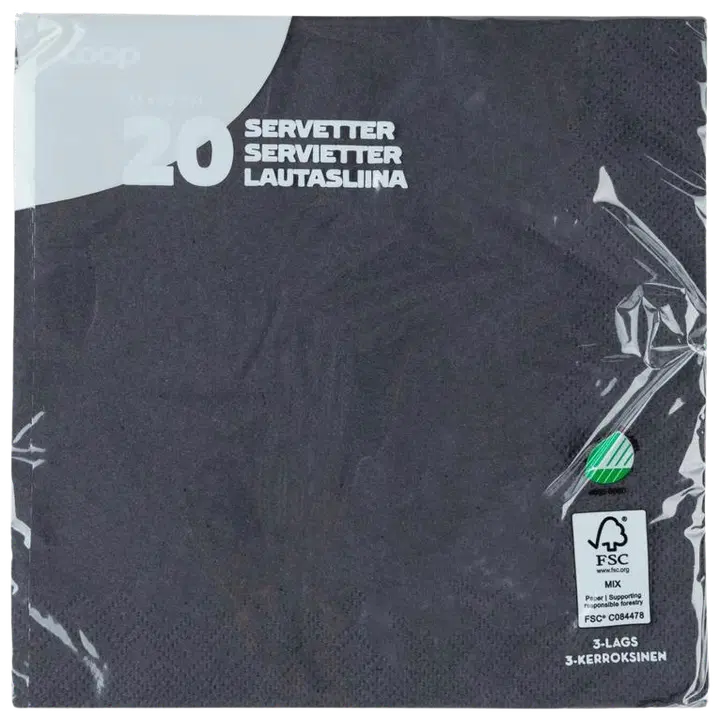 Coop salvrätik must 33cm 20tk