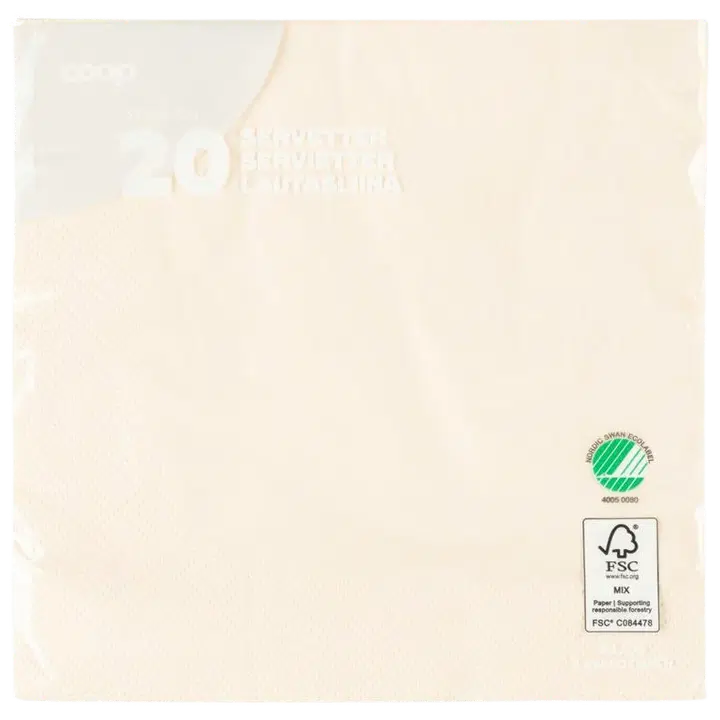 Coop salvrätik kreem 33cm 20tk
