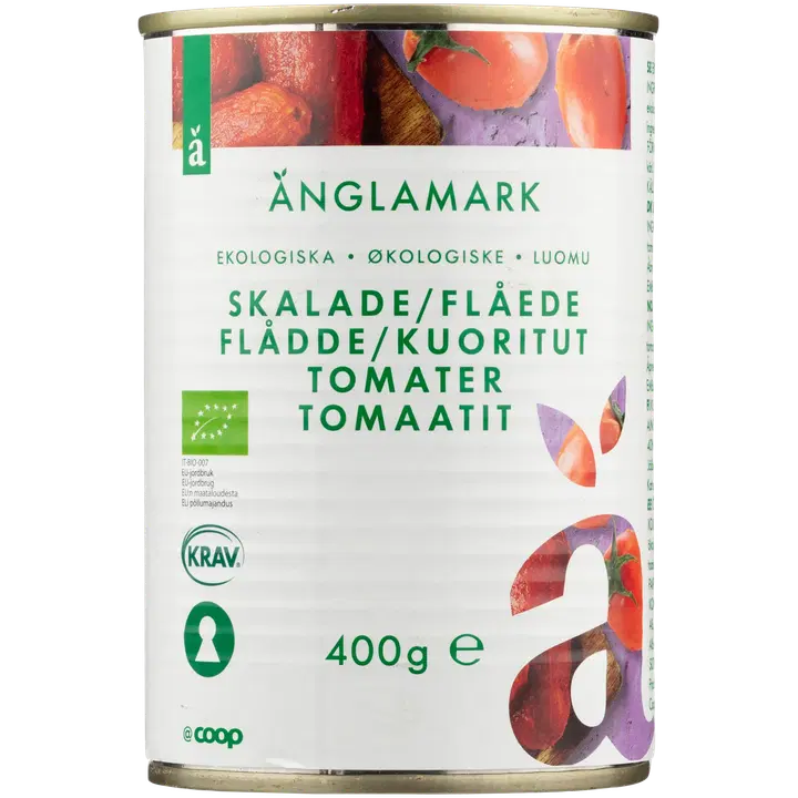 Änglamark ökoloogilised kooritud tomatid tomatimahlas 400g