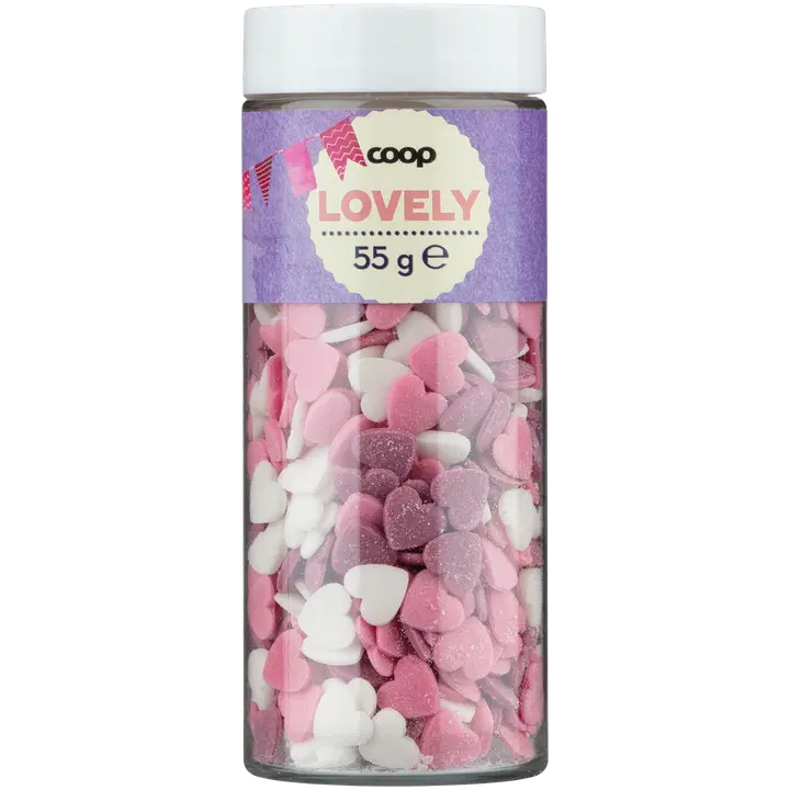 Coop lovely südamekujulised suhkruhelbed, 55 g
