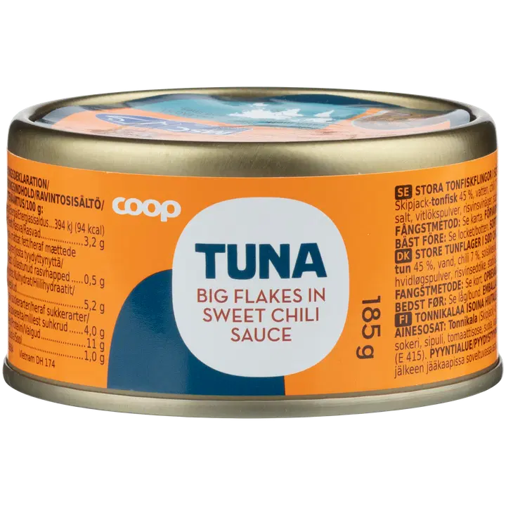 Coop suured tuunikalatükid magusas tšillikastmes msc 185g