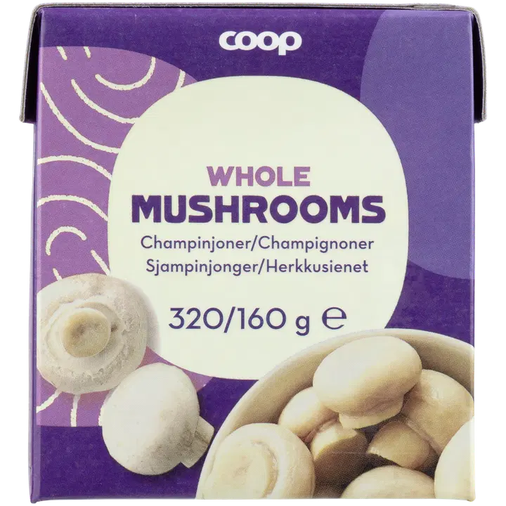 Coop terved šampinjonid soolvees 320/160g