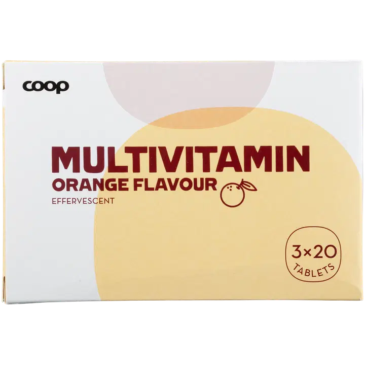 Coop apelsinimaitselised lahustuvad multivitamiinitabletid, 3 x 20 tk