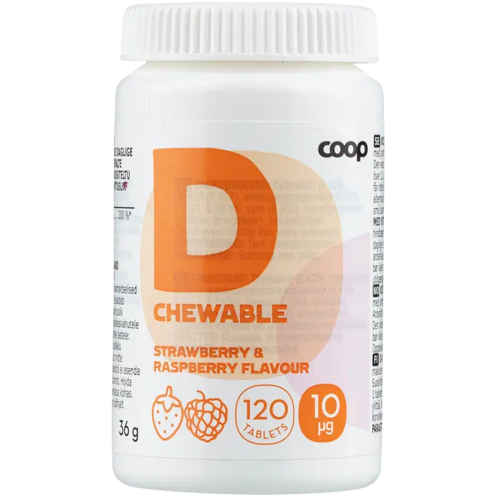Coop D-vitamiin maasika-vaarika 10mcg 120tbl