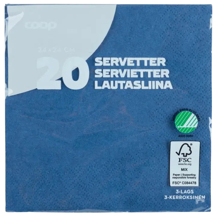 Coop salvrätik tumesinine 24cm 20tk