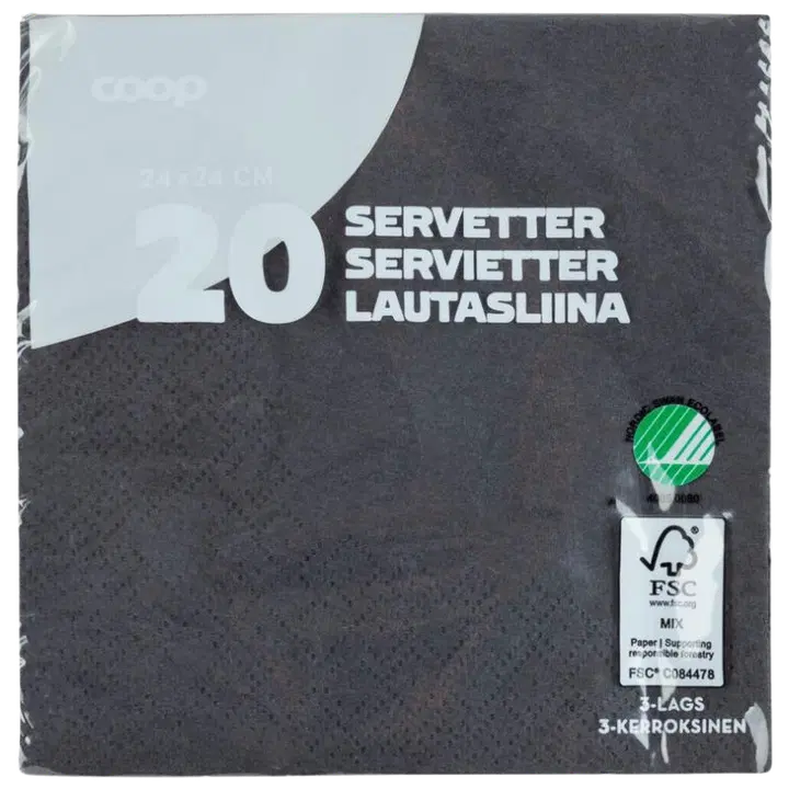 Coop salvrätik must 24cm 20tk