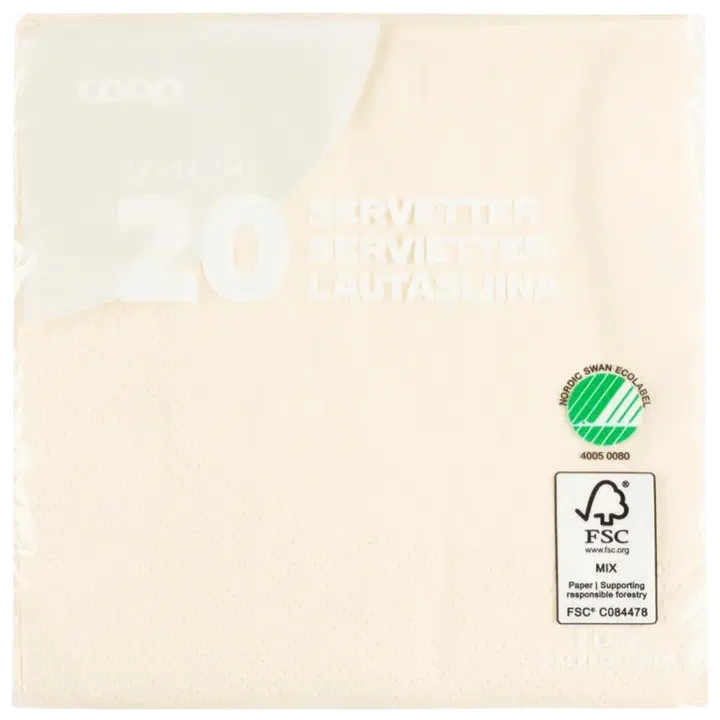 Coop salvrätik kreem 24cm 20tk