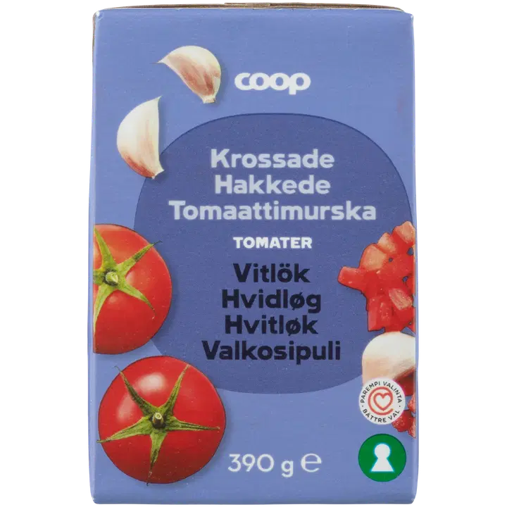 Coop hakitud tomatid küüslauguga 390g