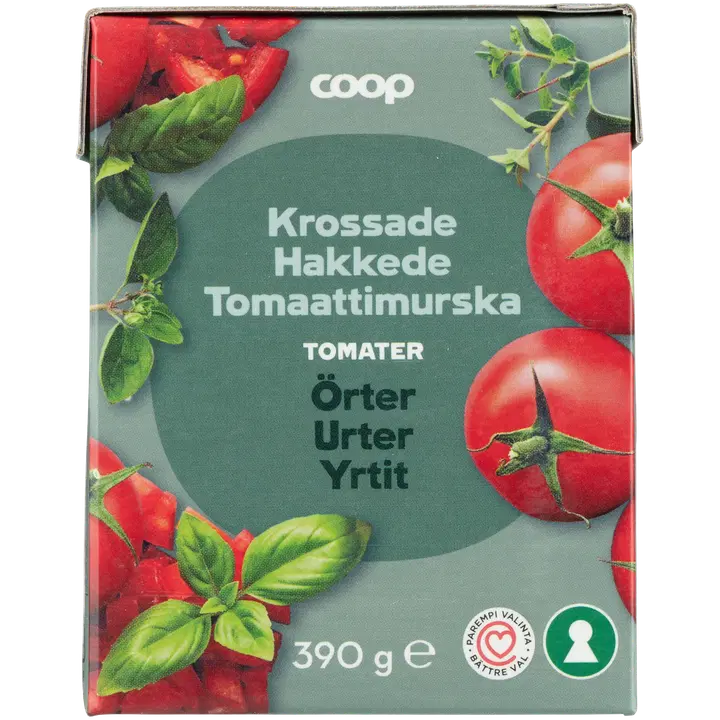 Coop hakitud tomatid basiiliku ja punega 390g