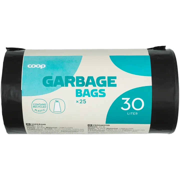 Prügikotid Coop must 30l 25tk