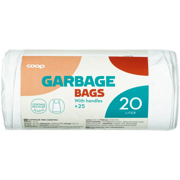 Prügikott Coop valge 20l 25tk
