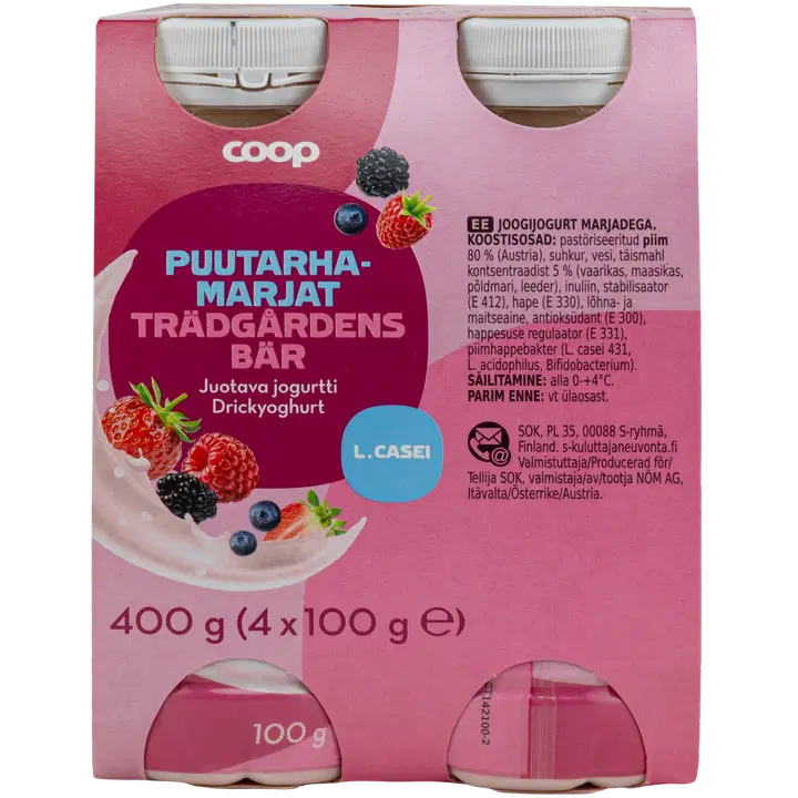 Coop marjamaitseline jogurtijook, 4 x 100 g