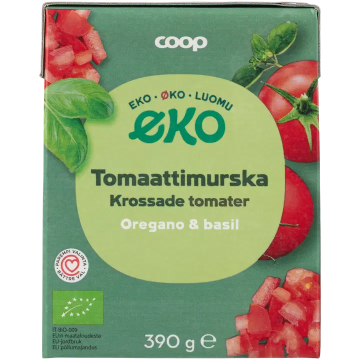 Coop hakitud mahetomatid pune ja basiilikuga 390g