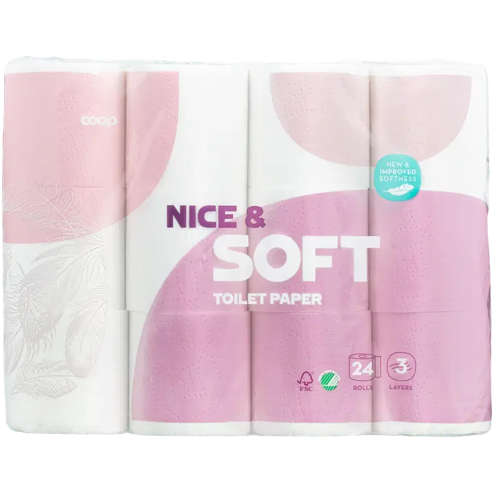 WC-paber Coop Nice ja Soft 3-kihiline 24 rulli