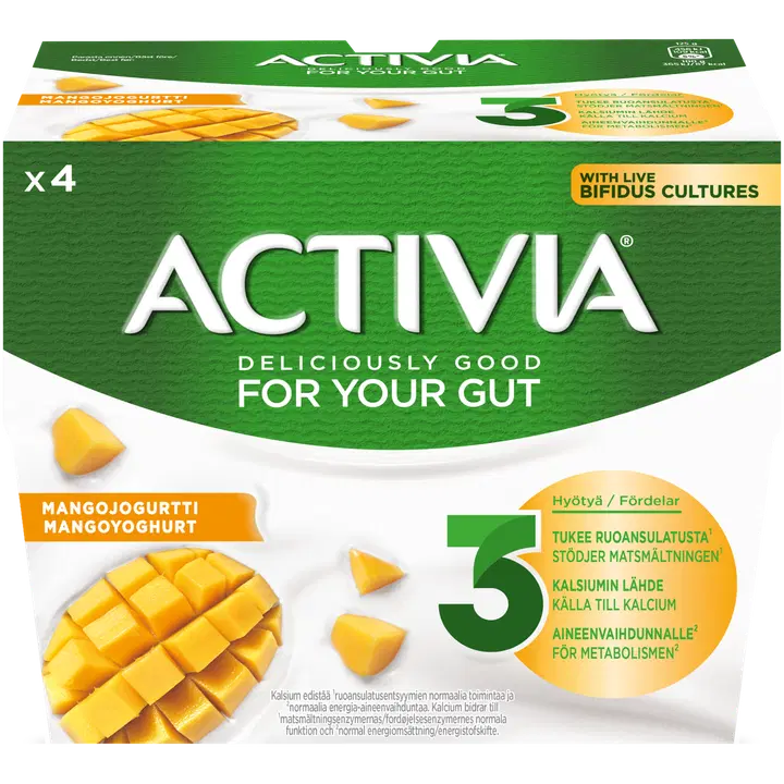 Danone Activia mangojogurt, 4 x 125 g (500 g)