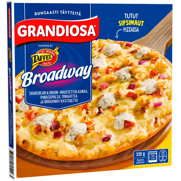 Grandiosa inspirerad av Taffel Broadway stenugnsbakad fryst pizza 330g