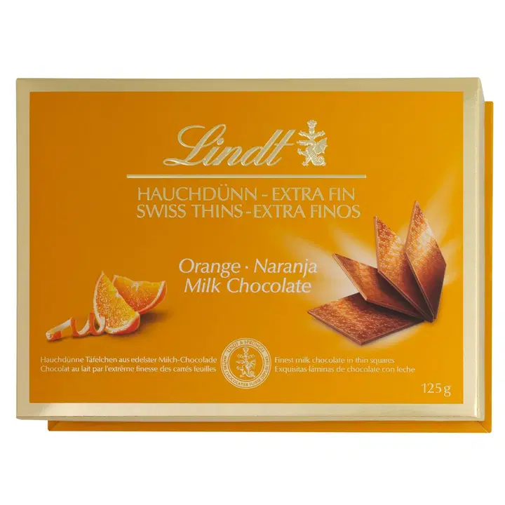 Lindt apelsinimaitselised piimašokolaadi lehed 125 g