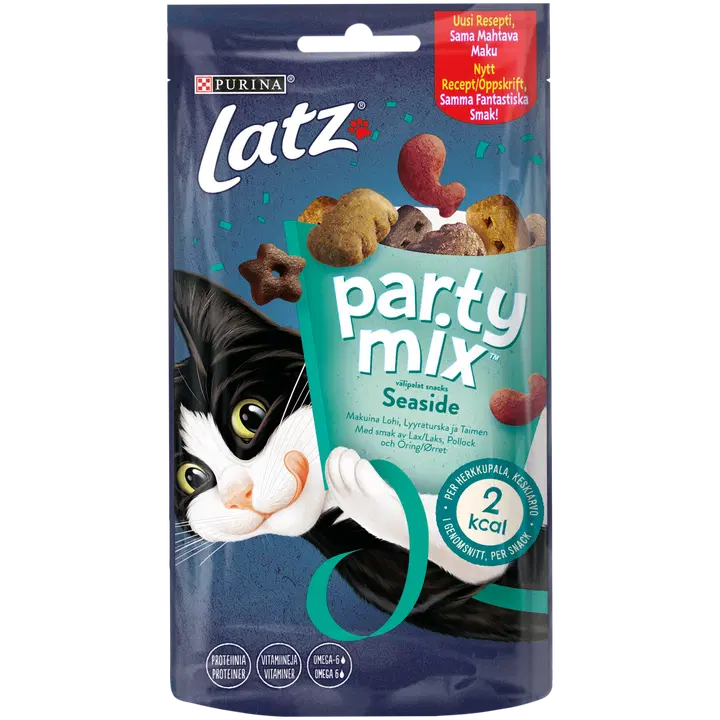 Latz Party Mix Seaside Mix maiuspalad kassidele lõhe-, saida-, meriforellimaitselised 60g