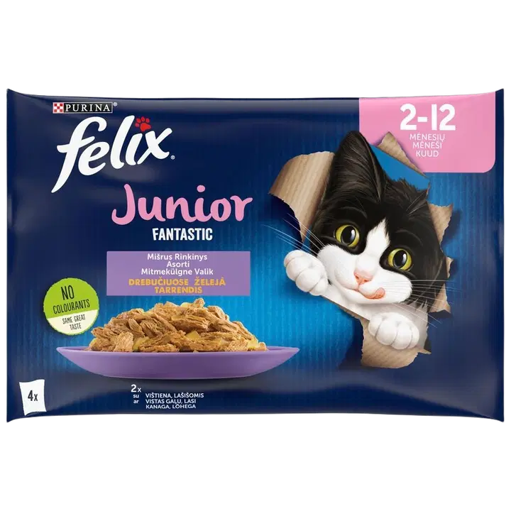 Felix kiisueine Fantastic  Junior kana-lõhe 4x85g