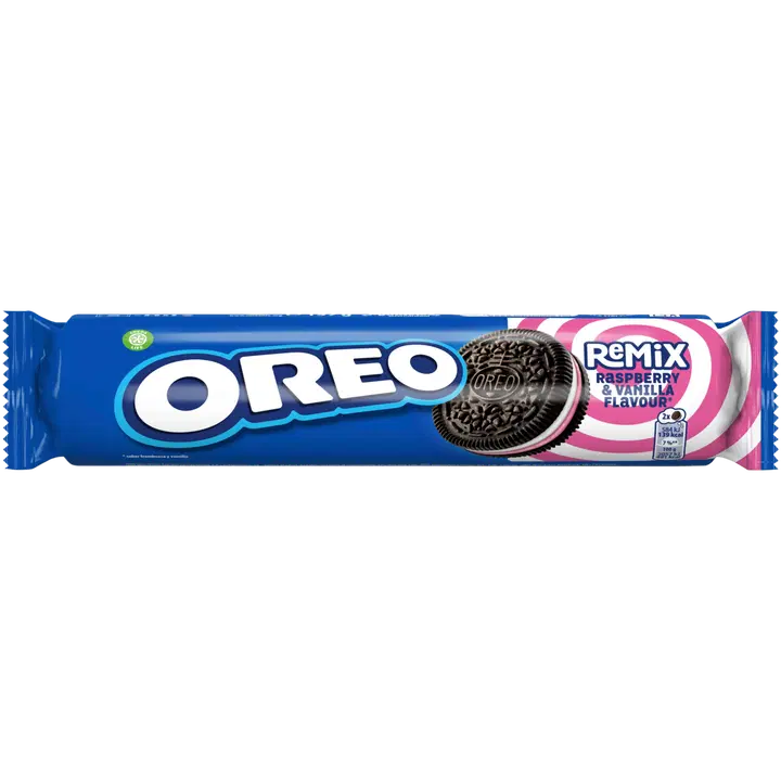 Oreo remix vaarika- ja vanillimaitselised kihilised küpsised, 157 g