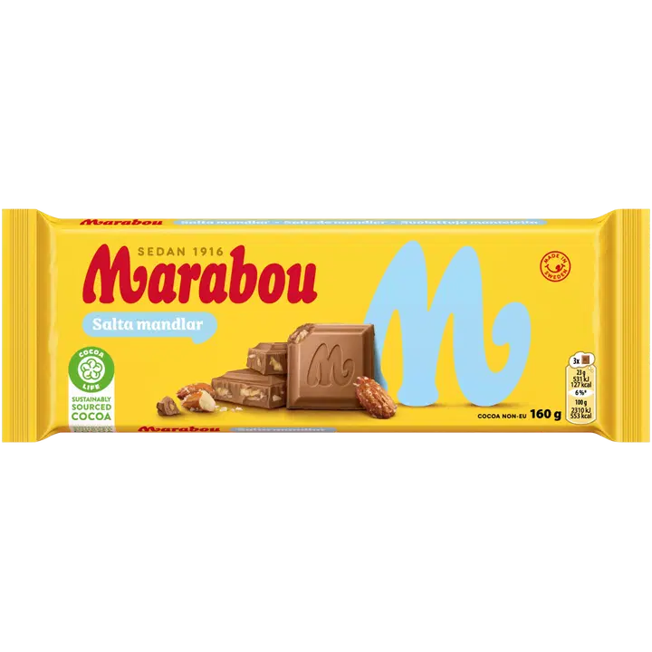 Marabou piimašokolaad soolatud mandlitega 160g
