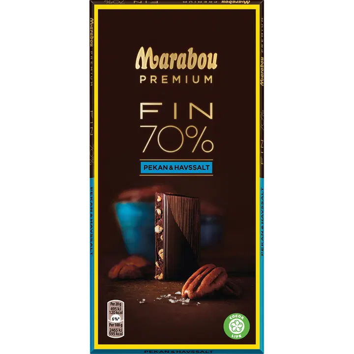 Marabou Premium 70% tume šokolaad pekaanpähklite ja meresoolaga 100g