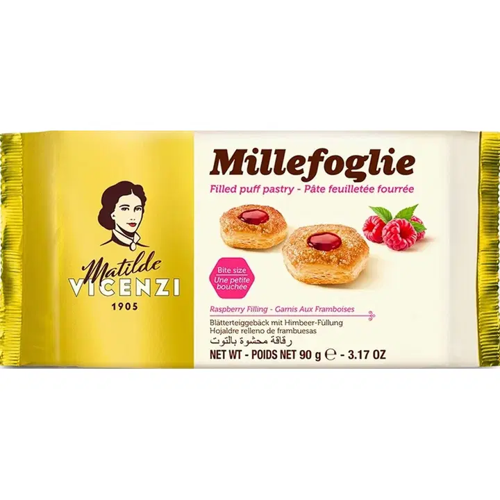 Vicenzi Tuhatlehtikeksi vadelma täytteellä 90g