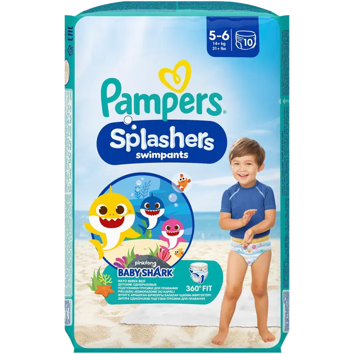 Pampers Splashers ujumispäksid 5-6, 14+ kg 10tk