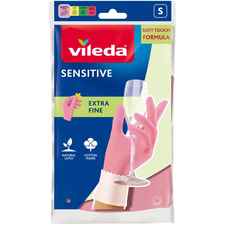 Vileda Sensitive majapidamiskinnas roosa S