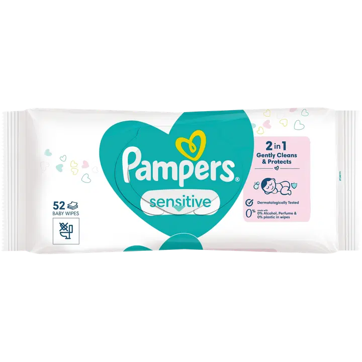 PAMPERS SENS.BABY niisked salvrätikud 52tk