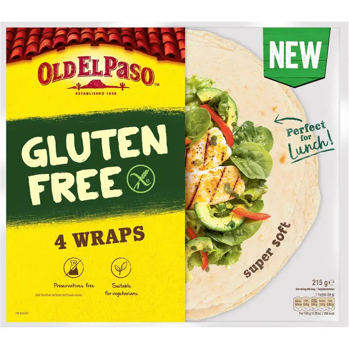 Old El Paso gluteenivabad tortillad 215 g/4 tk