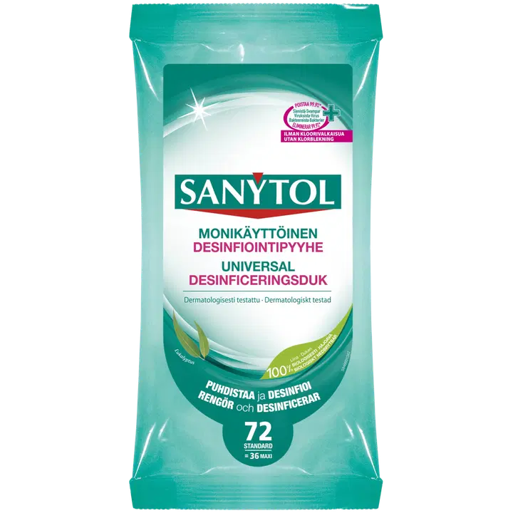 Sanytol niisutatud puhastuslapid, desinfitseerivad 72tk