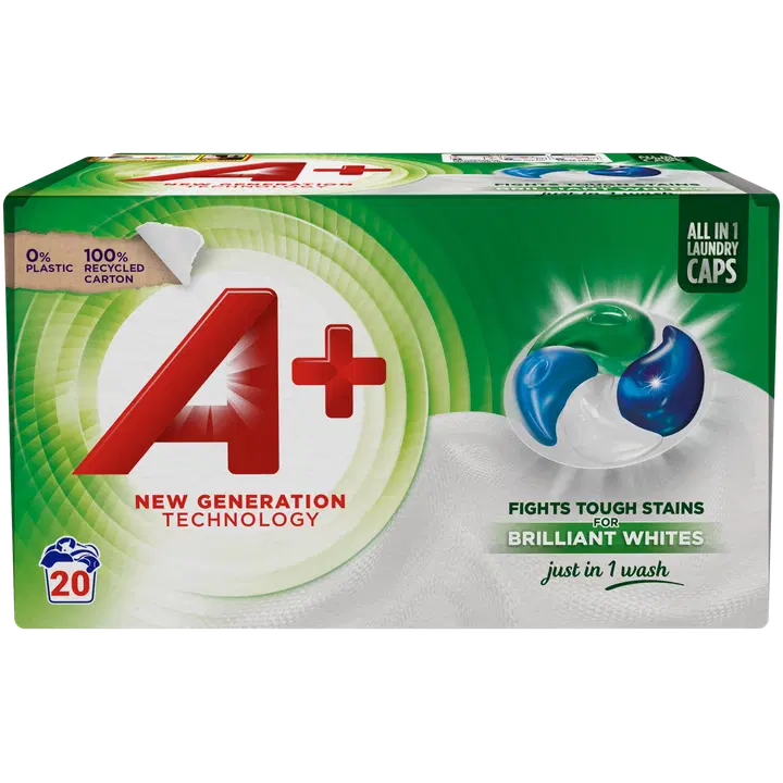 Pesukapslid A+ Active4 White 20tk