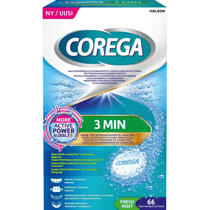 Hambaproteeside puhastustabletid Corega 3min 66tk