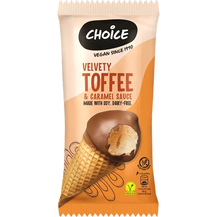Choice Velvety Toffee Koonusjäätis Vegan 150ml/90 g