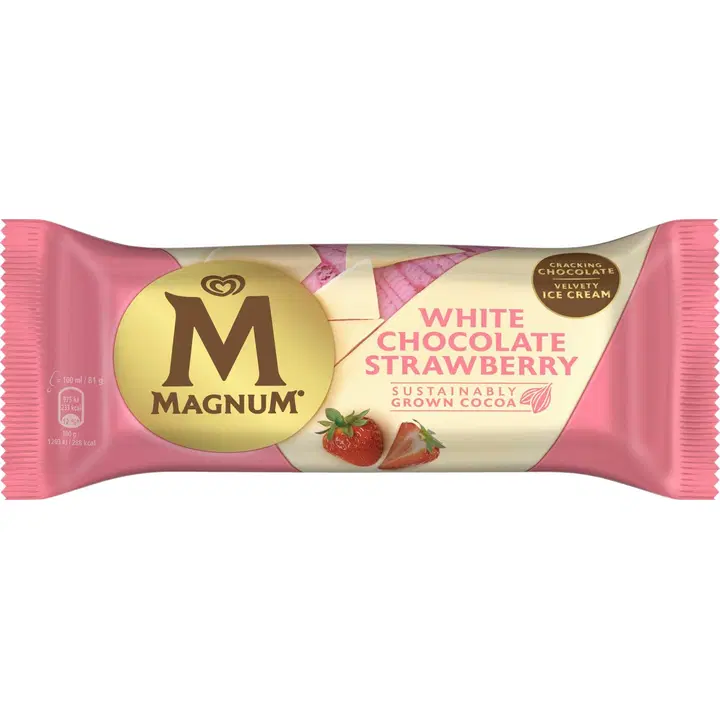 Magnum White Strawberry maasikajäätis valge šokolaadiga 100ml/81 g