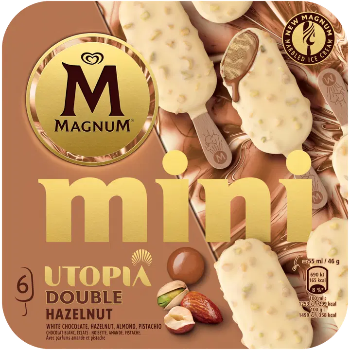 Magnum Mini Utopia Double Hazelnut jäätis 6x55ml/276 g