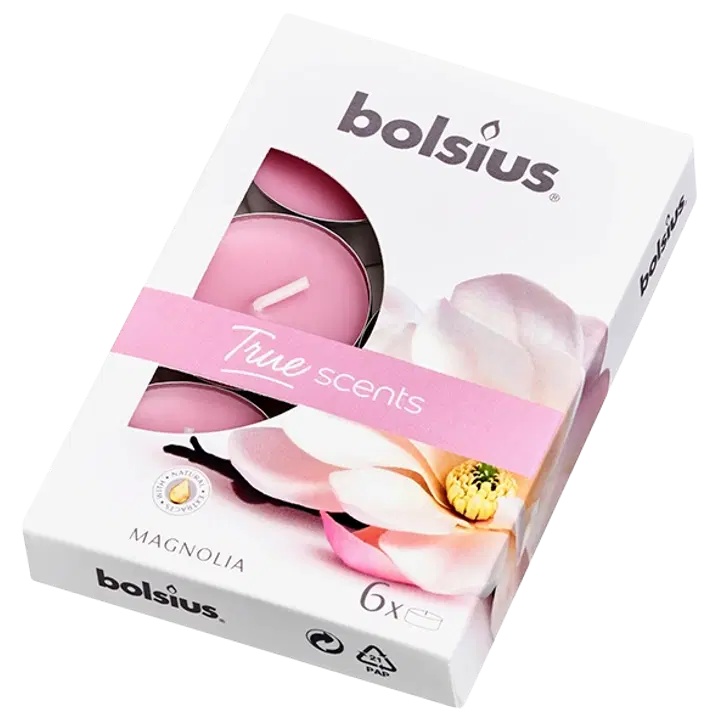Bolsius 6 lõhna-teeküünalt karbis 4h Magnolia True