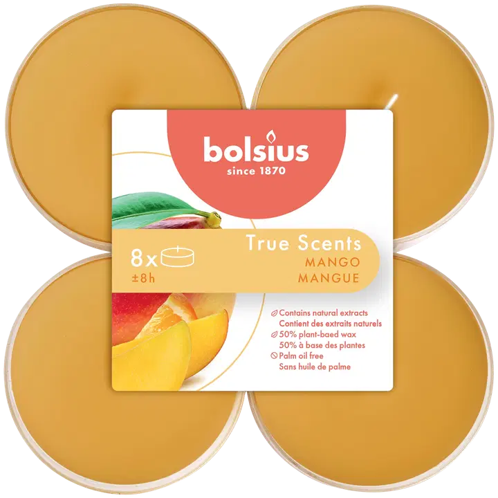 Bolsius 8 lõhna-teeküünalt Maxi 8h Mango True