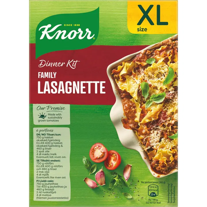 Knorr lasagnette valmistusained 335 g