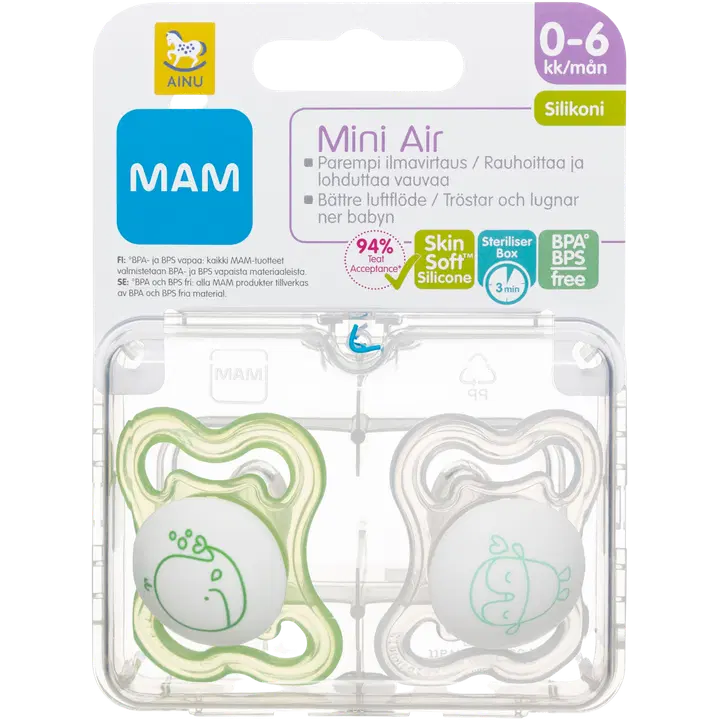 Mam Mini Air silikoonist lutt, 0-6 elukuud, 2 tk