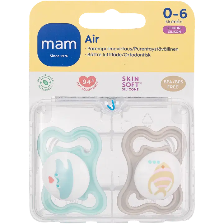 MAM Air silikoonist lutt 0-6k, 2 tk