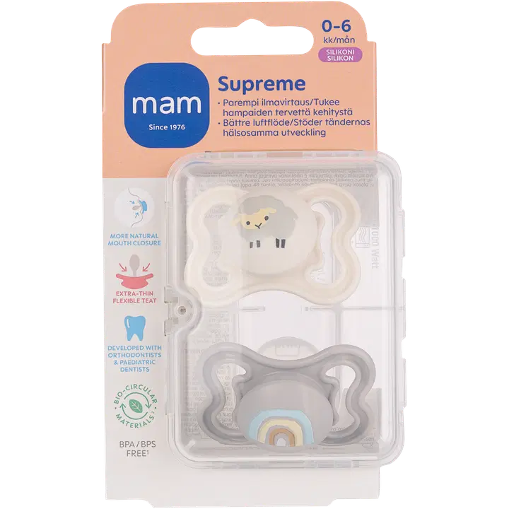 MAM Supreme silikoonlutt 0-6 k, 2tk