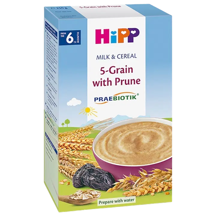 HIPP 5-vilja piimapuder ploomi ja probiootikumidega 250 g, alates 6-elukuust