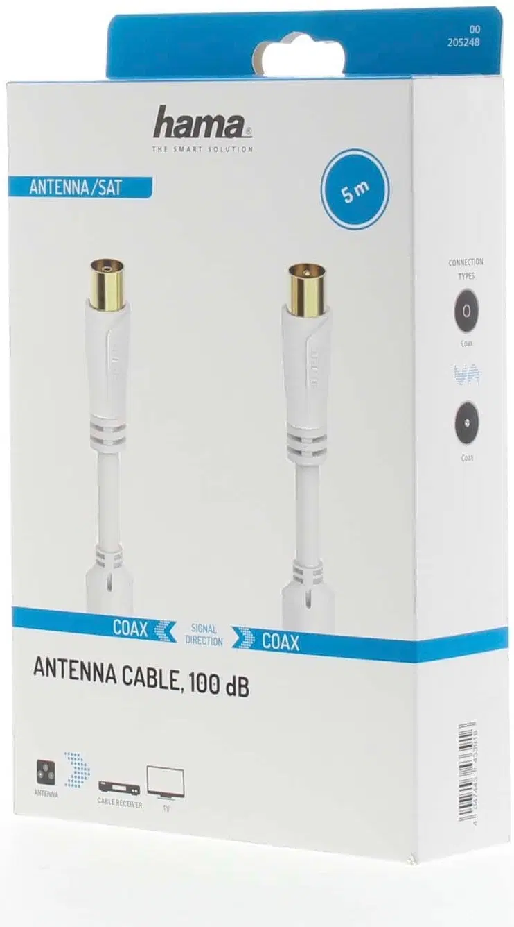 Hama Antennekabel Coaxstekker - Coaxkoppeling Verguld 10,0 M 100 DB