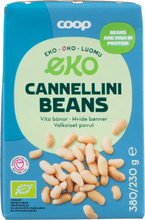 Coop valkoiset pavut suolaliemessä luomu 380/230 g
