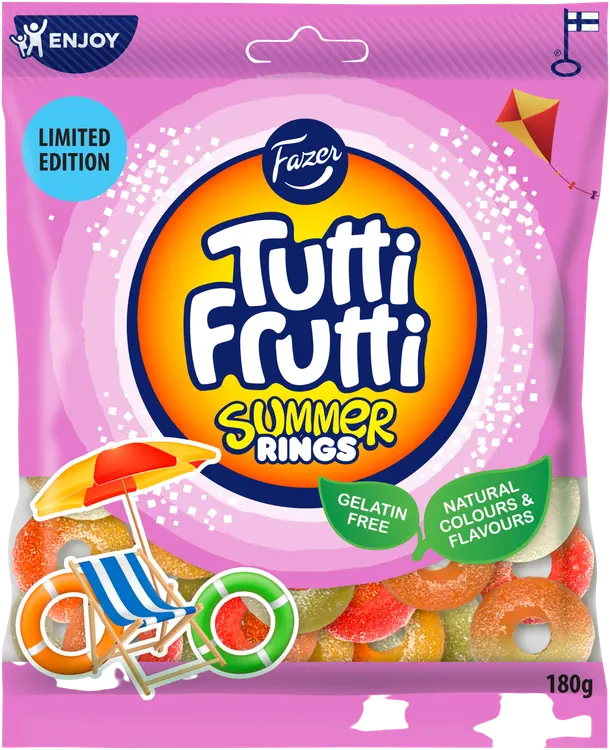 Fazer Tutti Frutti Rings Summer edition karkkipussi 180g