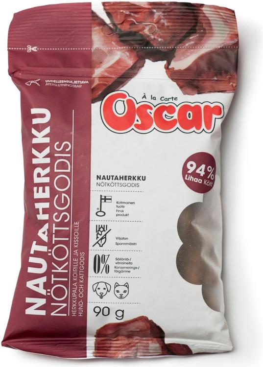 Oscar Nautaherkku koirille ja kissoille täydennysrehu 90g