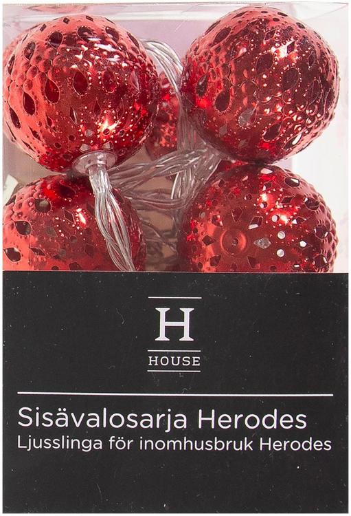 Valguskett Herodes 10LED, punane, sise