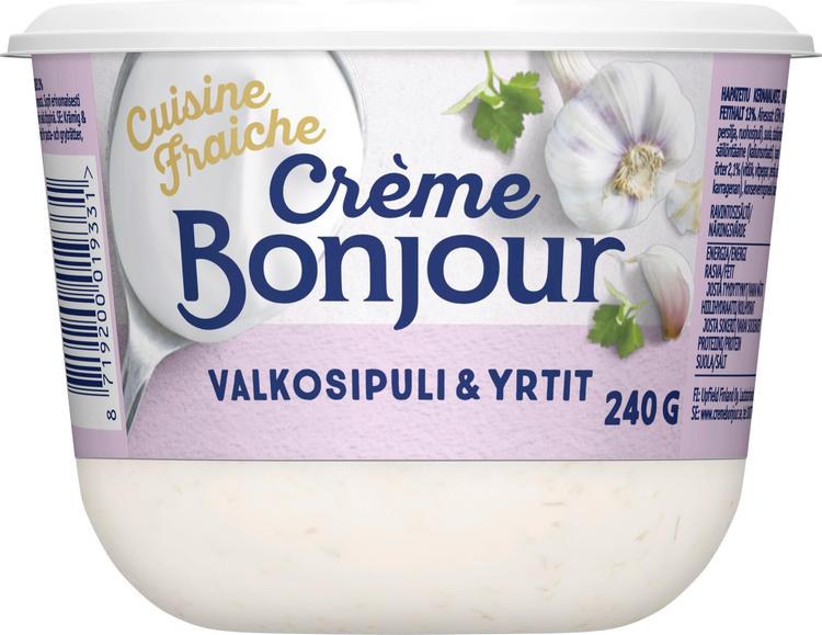 Crème Bonjour 240g Cuisine Fraiche Valkosipuli & Yrtit maustettu ranskankerma
